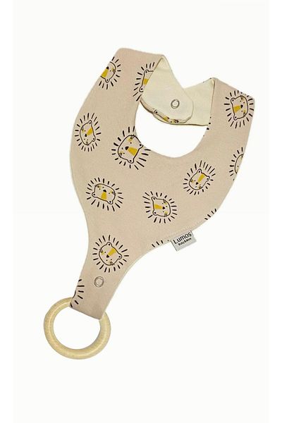 Lumos Trade Pacifier Holder Bib - Lion 100% Cotton Organic Fabric Pacifier Strap
