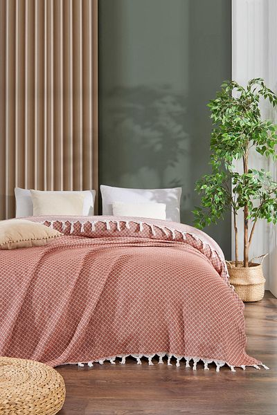 ÇIQRIK HOME Natural Jacquard Cotton Alice Double Pique Bedspread