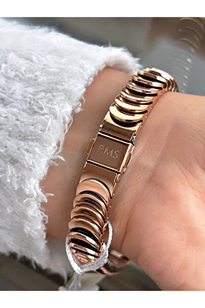 Romanson Özel Tasarım Çelik Kordon Çelik Kasa Rose Renk 5 Atm Su Geçirmez Kadın Kol Saati 1541B