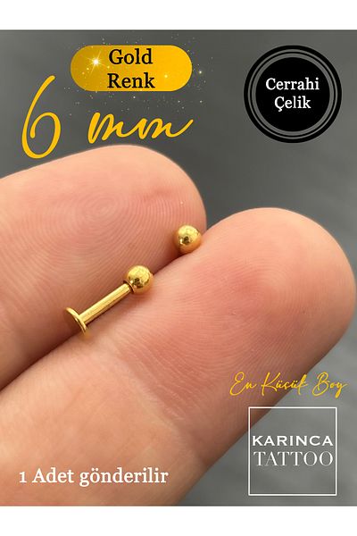 Karınca Piercing 6 Mm Surgical Steel Labret Tragus Lip Helix Conch Flat Ear Piercing