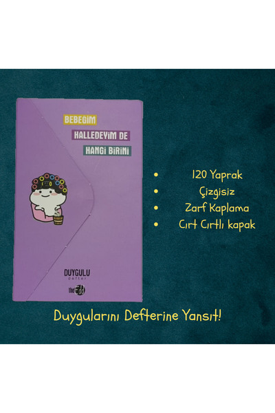 Genel Markalar Duygulu Defter - Zarf Kapaklı - Cırt Cırt Kilit - A4 Kağıt