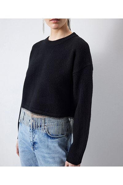 İpekyol Pullover mit Schmucksteinen und Streifen