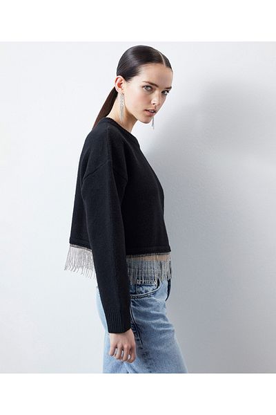 İpekyol Pullover mit Schmucksteinen und Streifen
