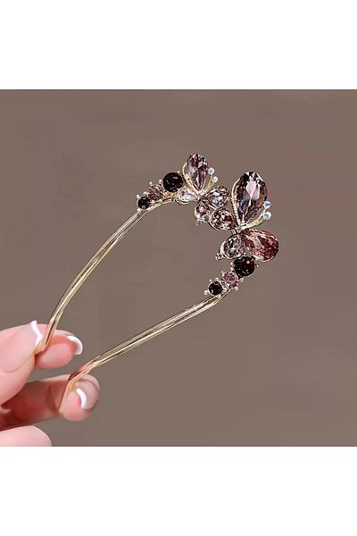 Eva Flore Crystal Stone Comb Buckle, Bridal Hair Accessory Bun Buckle