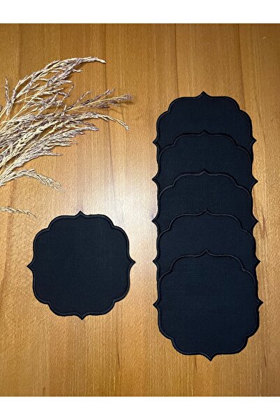 Smiling Home 6 Adet Gardenya Keten Siyah Renk Kokteyl Sunum Peçetesi