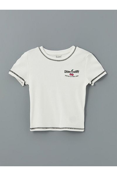 LC Waikiki New Season Crew Neck Κοριτσίστικο Crop T-Shirt - S5BK08Z4
