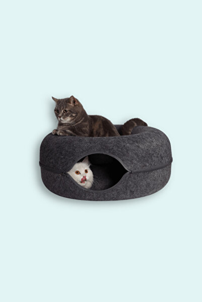 Coolizz Donut Kedi Tüneli / Donut Kedi Yatağı - Koyu Gri