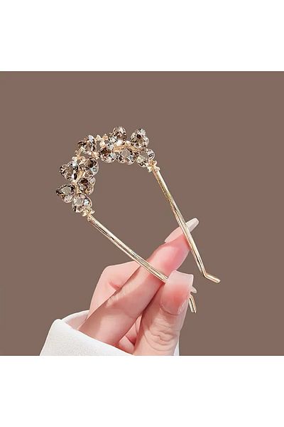 Eva Flore Crystal Stone Comb Buckle, Bridal Hair Accessory Bun Buckle