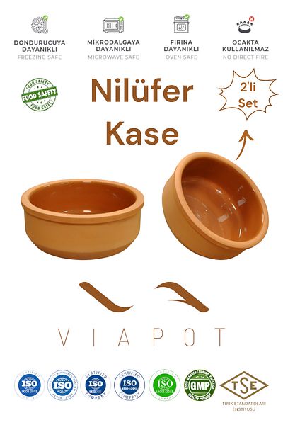 Viapot Nilüfer Soil Hot Pot and Yogurt Bowl Glazed 2 Pieces 14X5Cm 500ml