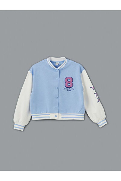 LC Waikiki Μπλε κεντημένο κολεγιακό μπουφάν για κορίτσια από την GÜLİS GİYİM