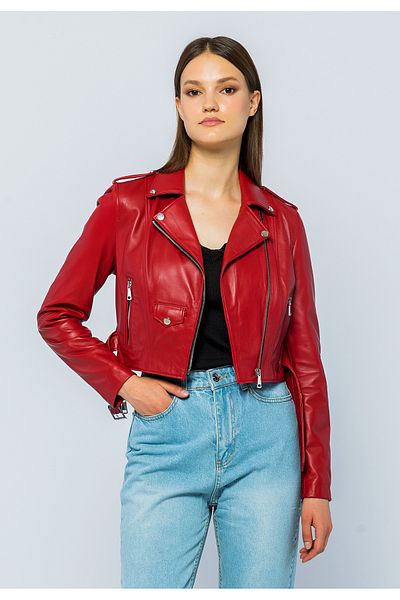 Basics&More Women's Biker Leather Jacket CASIE