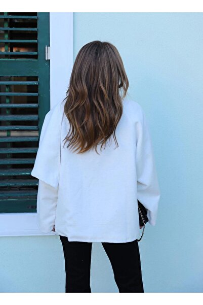 Purple by Banu Ekru Şal Detay Kaşe Panço Kaban