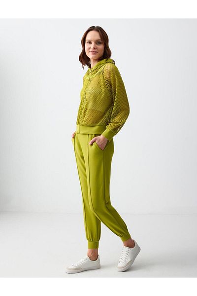 Jimmy Key Pantaloni tricotați modal cu picior elastic cu talie înaltă Limoni