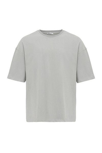 VAMOSCLO Γκρι Oversize Basic T-Shirt