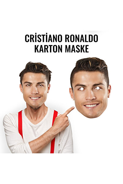 heryerehediye Cristiano Ronaldo Karton Yüz Maskesi, Kalın Kuşe Baskı (5 Adet)