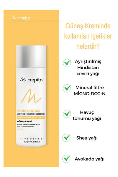 Mcrepito New Generation Mineral Filter Sunscreen Blemish & Anti-Aging 40 Gr
