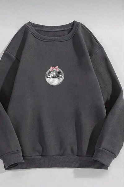 NO 601 Sweat de iarnă fără glugă, cu gât afumat, cu minge de discotecă