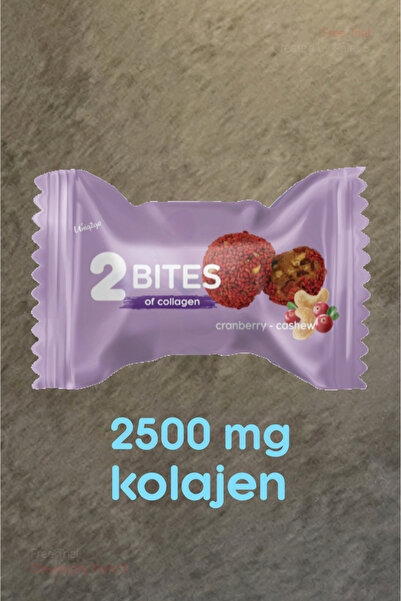 Uniq2Go 2 Bites Kaju ve Kızılcık Parçacıklı KOLAJEN-Protein Topu (16g)