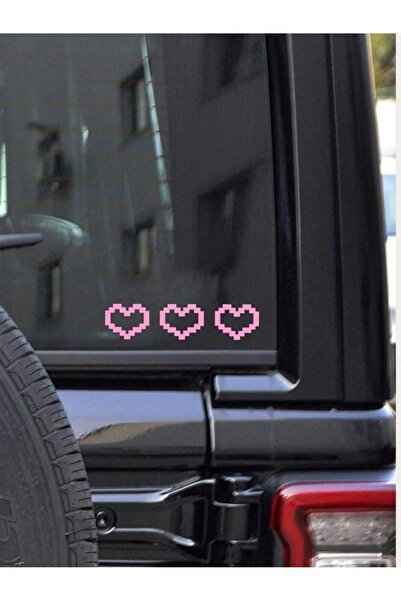 HEDİYENE BAK Kalp Desenli Araç, Araba, Oto, Motorsiklet, Kask, Laptop, Cam Sticker 6x5 cm 3'lü