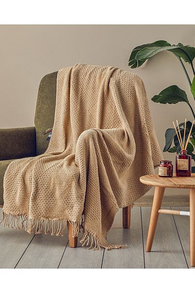 English Home Μπεζ κουβέρτα τηλεόρασης Saige Scotch