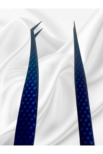 Lashlusion Mavi Ipek Kirpik Cımbız Set Paslanmaz Çelik Hafif Gövdeli Tam Kapanan Wolume Cımbız