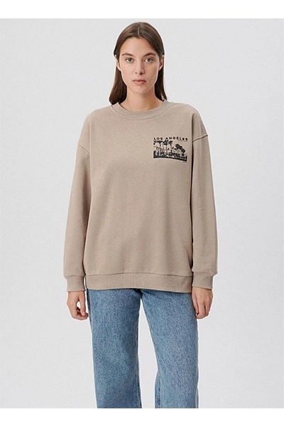Mavi Γυναικείο φούτερ Beige Crew Neck - M1s10019 Moon Stone