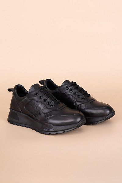 Getcho Salfas Women's Genuine Leather Black Sneakers