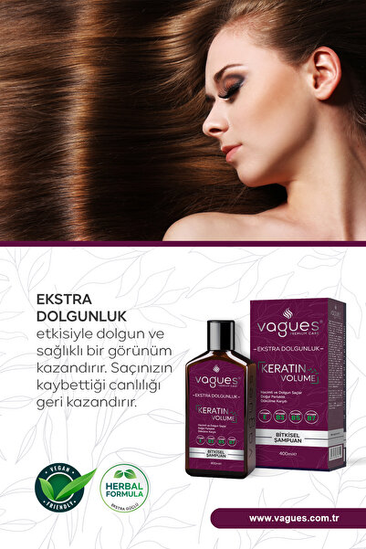 Vagues Premium Care Keratin Volume Ekstra Dolgun Hacimli Saçlar, Dökülme Karşıtı Hızlı Uzama Etkili Bitkisel Şampuan