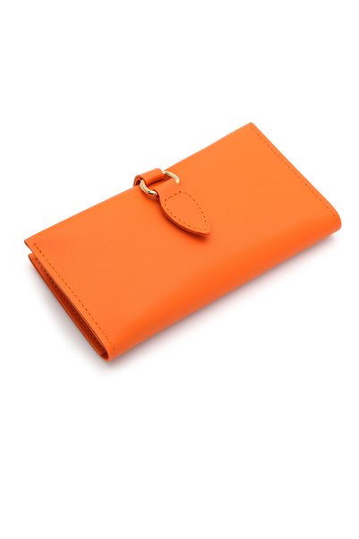 S.S SÜZER DERİ Soft Leather Trendy Women's Wallet with Zipper Compartment Orange
