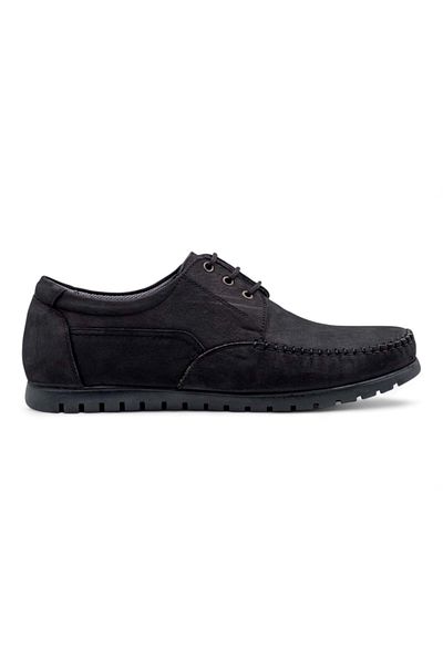 ZAC SHOES ZAÇ 3010 Pantofi pentru bărbați cu șireturi din piele intoarsa NEGRI