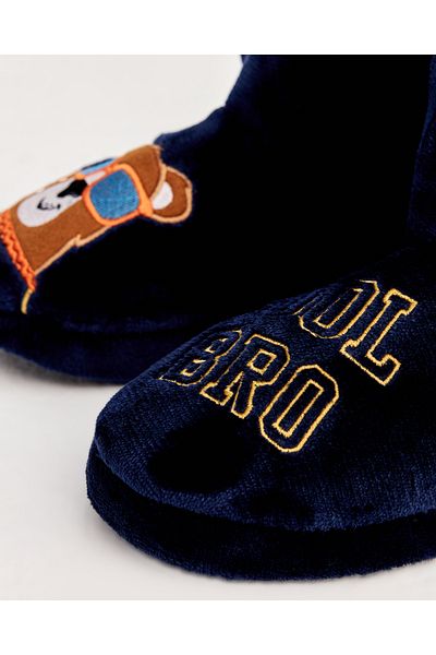 Chirpy Cool Bro - Ανδρικές παντόφλες Navy Blue με φιγούρα αρκούδας