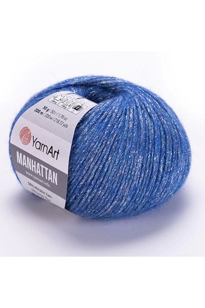 Yarnart Manhattan - Ață de tricotat manual cu sclipici Blue-907