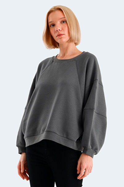 Slazenger Via Women's Oversized Dark Gray Sweatshirt