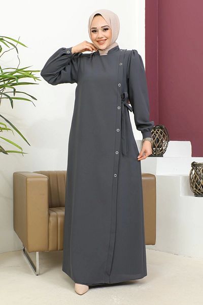 Nevayla Moda Anthracite Ferace - with Tie and Snap Detail