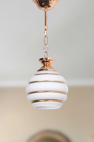 Modavize Modern Chain Design - Children's Room Doorway Kitchen, Gold - Gold Color Stripe and Glass Single Chandelier