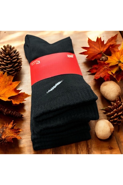 MESUT 3’lü Çift Unisex Siyah Cotton Socks Pamuk uzun Çorap