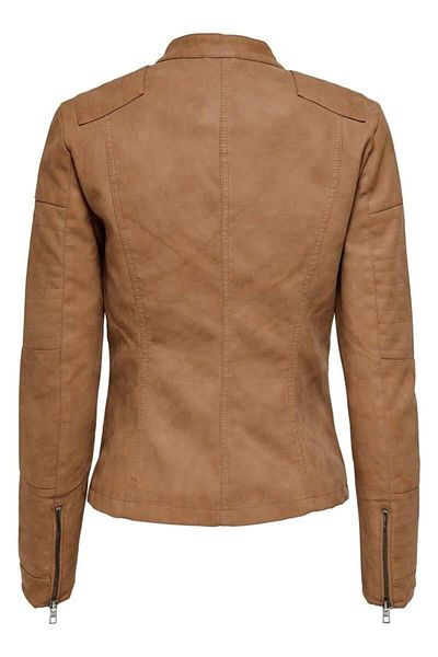 ONLY Kadın Onlava Faux Leather Biker Otw Noos 15102997 Toasted Coconut