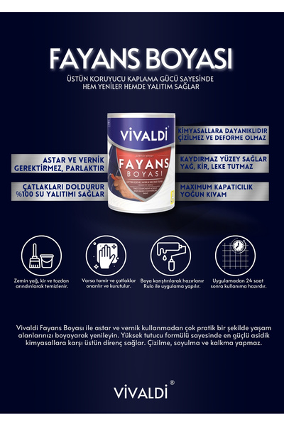 Vivaldi Fayans Boyası - Astar Ve Vernik Gerektirmeyen Boya - Beyaz