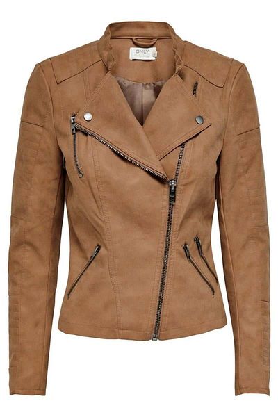 ONLY Kadın Onlava Faux Leather Biker Otw Noos 15102997 Toasted Coconut