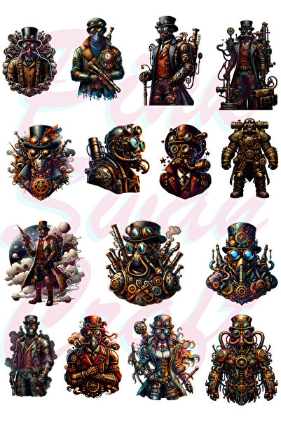 Pink Swan Craft Steampunk Lik set naljepnica, bullet journal, naljepnice za p...