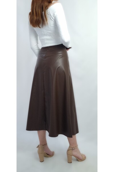 YAXİ FUSTA DE PIELE MARO MIDI DIMENSIUNE MIDI CU DETALIU CREA