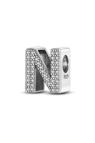 Fubena Taşlı N Harf Gümüş Charm