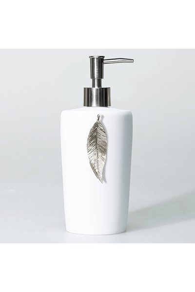 Selim White Silver Leaf Trash Can