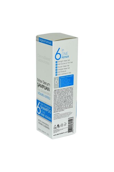 DermaDerm 250ml Blue Serum Shampoo - Strengthening Biotin Keratin