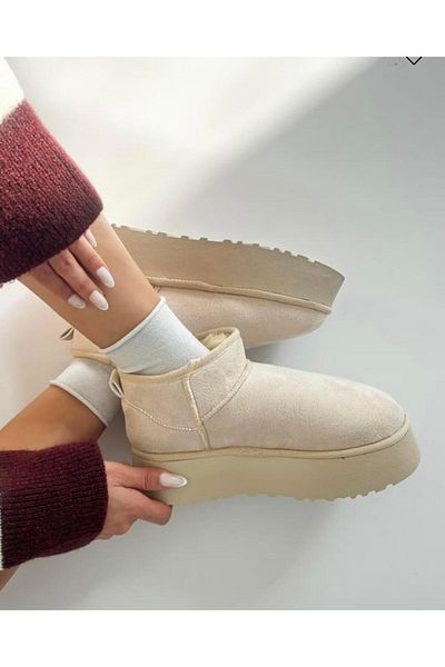 Zuum Γυναικείες μπότες Storm Mini Size Thick Sole - Beige Suede