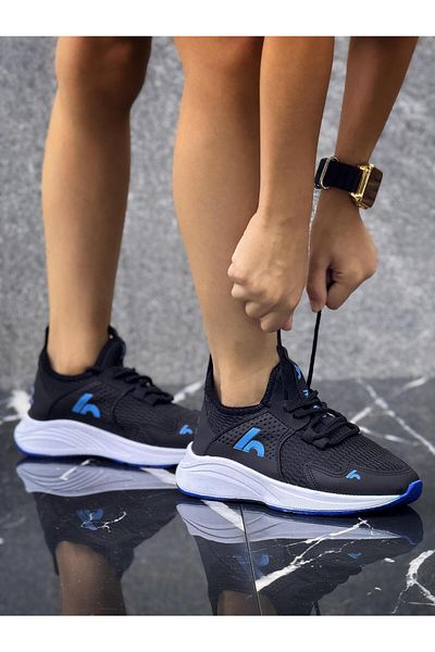 homiro Unisex Children's Sneakers - Lace-up, Black-blue