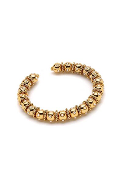 Mon Reve Centipe Altın Kaplama Inci Kelepçe Bilezik