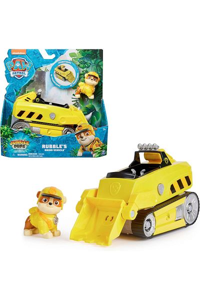PAW PATROL Rubble Figure and Forest Themed Rhino Vehicle