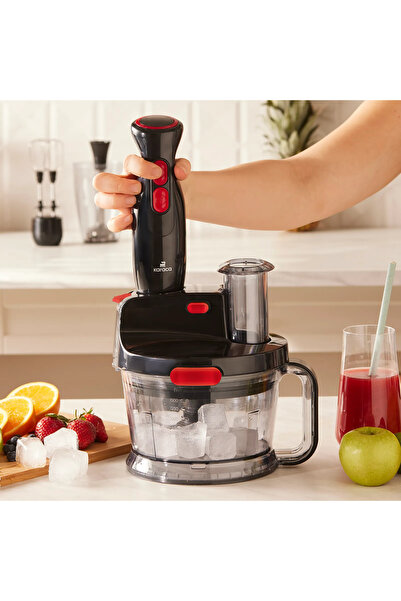 Karaca 6 in 1 Çok Amaçlı Mutfak Robotu , 2000W Turbolu Güçlü Motor, 1,5LT Geniş Hazne Siyah