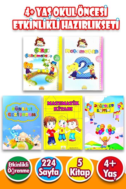 Harika Çocuk Yayınları 4 + Yaş Okul Öncesi Etkinlikli Eğlenceli Hazırlık Seti - 224 Sayfa - 5 Kitap